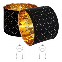 Drum Lamp Shade 2 Set 13 x 13 x 10 in Medium Round Lampshade with Harp (Black)