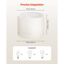 Drum Lamp Shade 13 x 13 x 10 inches Medium Round Lampshade (Light Linen)