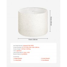 Drum Lamp Shade 13 x 13 x 10 inches Medium Round Lampshade (Light Linen)
