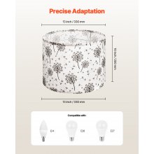 Drum Lamp Shade 2 Set 13 x 13 x 10 in Round Lampshade (Light Dandelion Pattern)