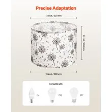 Drum Lamp Shade 2 Set 13 x 13 x 10 in Round Lampshade (Light Dandelion Pattern)