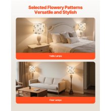 Drum Lamp Shade 2 Set 13 x 13 x 10 in Round Lampshade (Light Dandelion Pattern)