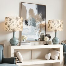 Drum Lamp Shade 2 Set 13 x 13 x 10 in Round Lampshade (Light Dandelion Pattern)