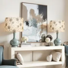 Drum Lamp Shade 2 Set 13 x 13 x 10 in Round Lampshade (Light Dandelion Pattern)