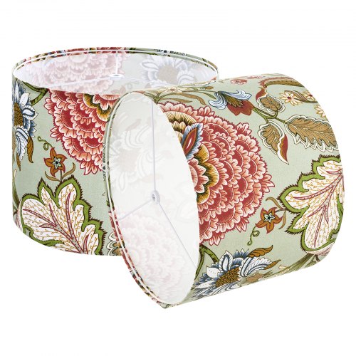 Drum Lamp Shade 2 Set 13 x 13 x 10 inches Medium Round Lampshade (Dark Floral)