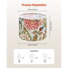 Drum Lamp Shade 2 Set 13 x 13 x 10 inches Medium Round Lampshade (Dark Floral)