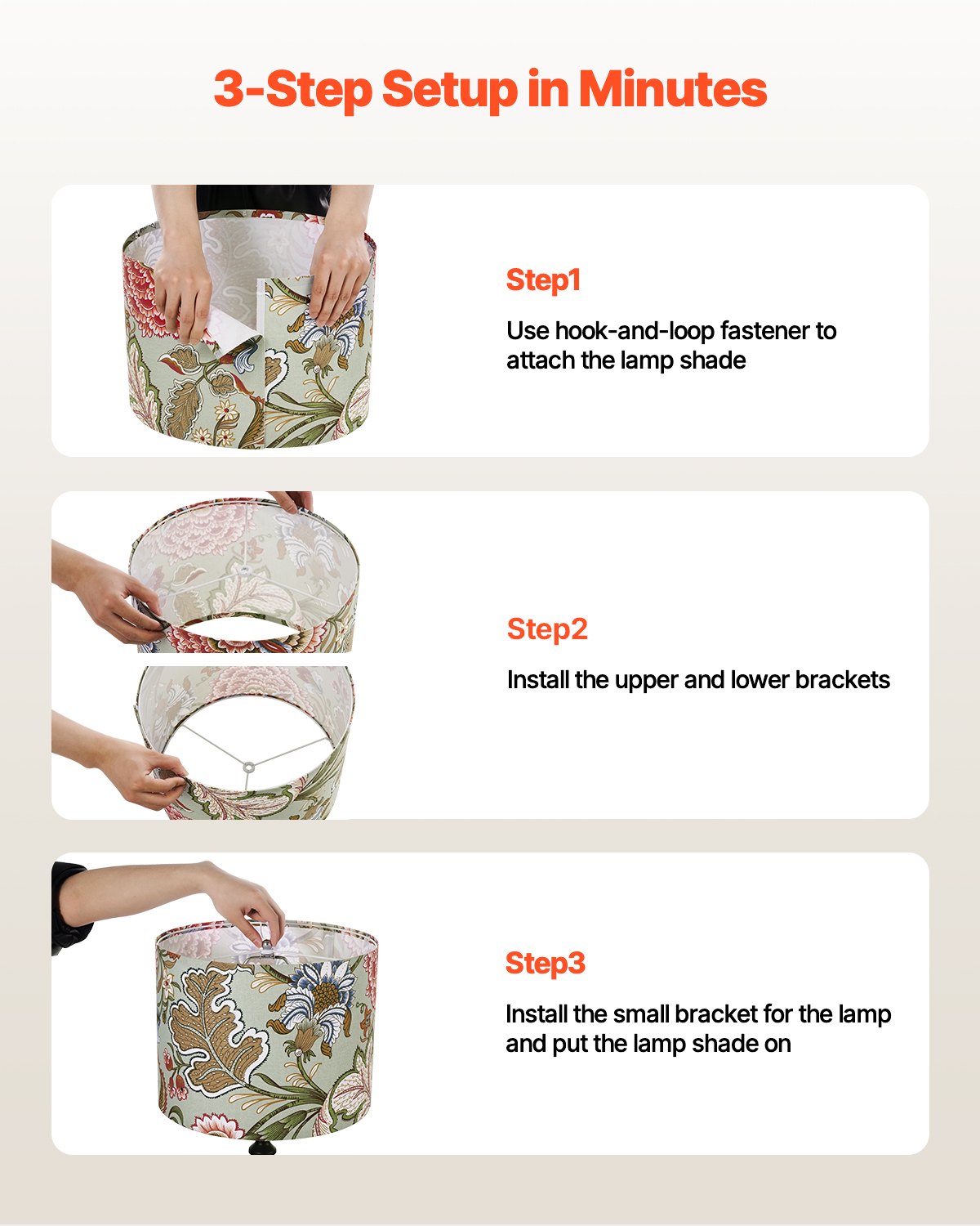 VEVOR Drum Lamp Shade 2 Set, 33 cm Top x 33 cm Bottom x 25 cm High, Medium Drum Linen Lampshade, Replacement Lamp Shade for Table Lamps Floor Lamps Pendant Lights, Easy Assembly Required (Dark Floral)