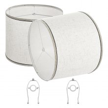 Lamp Shade 2 Set with Harp 11 x 13 x 10 inches (Light Linen with Black Edge)