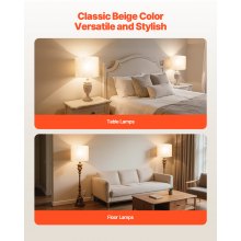 Drum Lamp Shade 2 Set 16 x 16 x 12 in Round Lampshade with Harp (Light Linen)