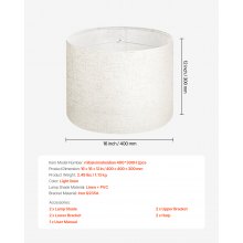 Drum Lamp Shade 2 Set 16 x 16 x 12 in Round Lampshade with Harp (Light Linen)