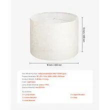 Drum Lamp Shade 2 Set 16 x 16 x 12 in Round Lampshade with Harp (Light Linen)