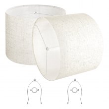 Drum Lamp Shade 2 Set 16 x 16 x 12 in Round Lampshade with Harp (Light Linen)