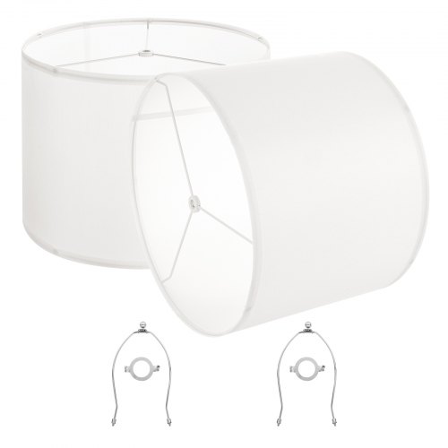 Drum Lamp Shade 2 Set 16 x 16 x 12 in Round Lampshade with Harp (Off-white)