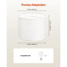 Drum Lamp Shade 2 Set 16 x 16 x 12 in Round Lampshade with Harp (Off-white)