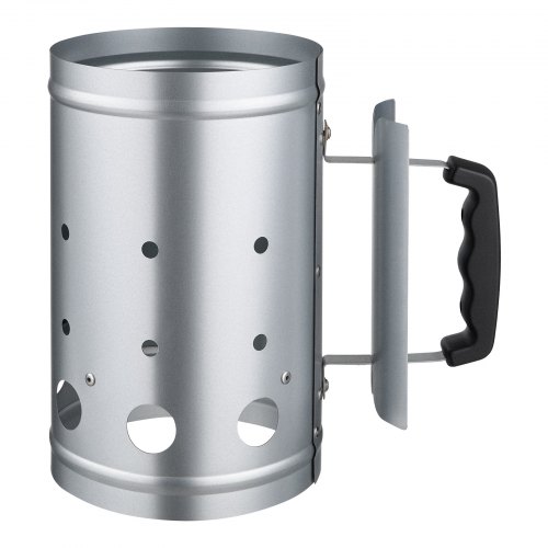 Cheminée D'Allumage Barbecue Galvanisé 27,9x17 Cm – Allume Charbon Rapide Avec Poignée Bois, Idéal Camping Grillades