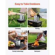 Charcoal Chimney Starter Heavy Duty Steel 4 lbs Capacity BBQ Grill Fireplace