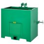 green VEVOR 3 point ballast box with attachment hooks and safety pins.