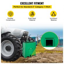 VEVOR 3 Point Ballast Box, 800lbs Capacity Hitch Ballast Box, Standard 2 inch Hitch Receiver, Tractor Ballast Box with 5cu.ft Volume, Heavy Duty Steel, Fits Category 1 Tractor Attachment, Green