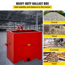 VEVOR Ballast Box 360 kg Capacity for 3 Point Category 1 Tractor Attachments