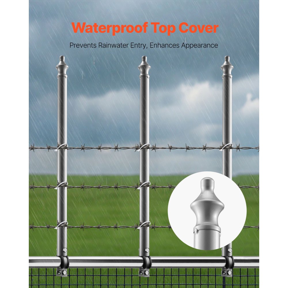 VEVOR Chain Link Fence Extensions, 18 Packs 695 mm Extension Height, Galvanized Post Extender for 32 to 38 mm Top of Fence, U Bracket, Barbed Wire Extend Arm for Privacy, Prevent Dogs Jumping Out