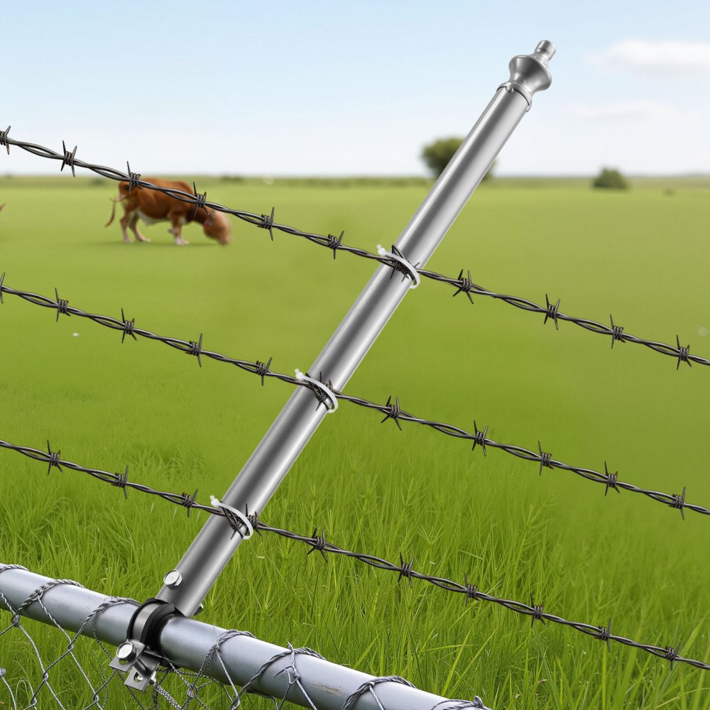 VEVOR Chain Link Fence Extensions, 18 Packs 695 mm Extension Height, Galvanized Post Extender for 32 to 38 mm Top of Fence, U Bracket, Barbed Wire Extend Arm for Privacy, Prevent Dogs Jumping Out