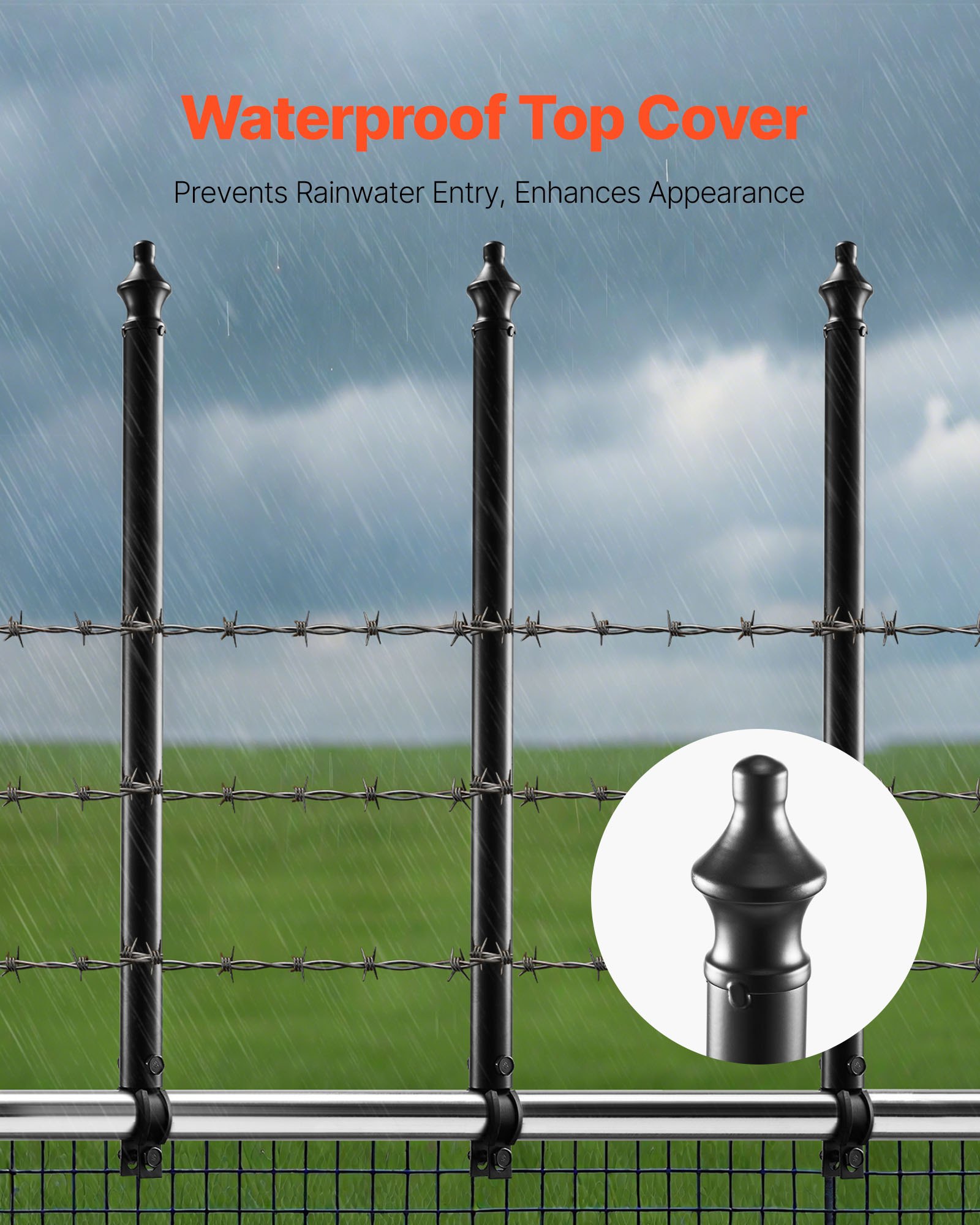 VEVOR Chain Link Fence Extensions, 9 Packs 695 mm Extension Height, Galvanized Post Extender for 32 to 38 mm Top of Fence, U Bracket, Barbed Wire Extend Arm for Privacy, Prevent Dogs Jumping Out