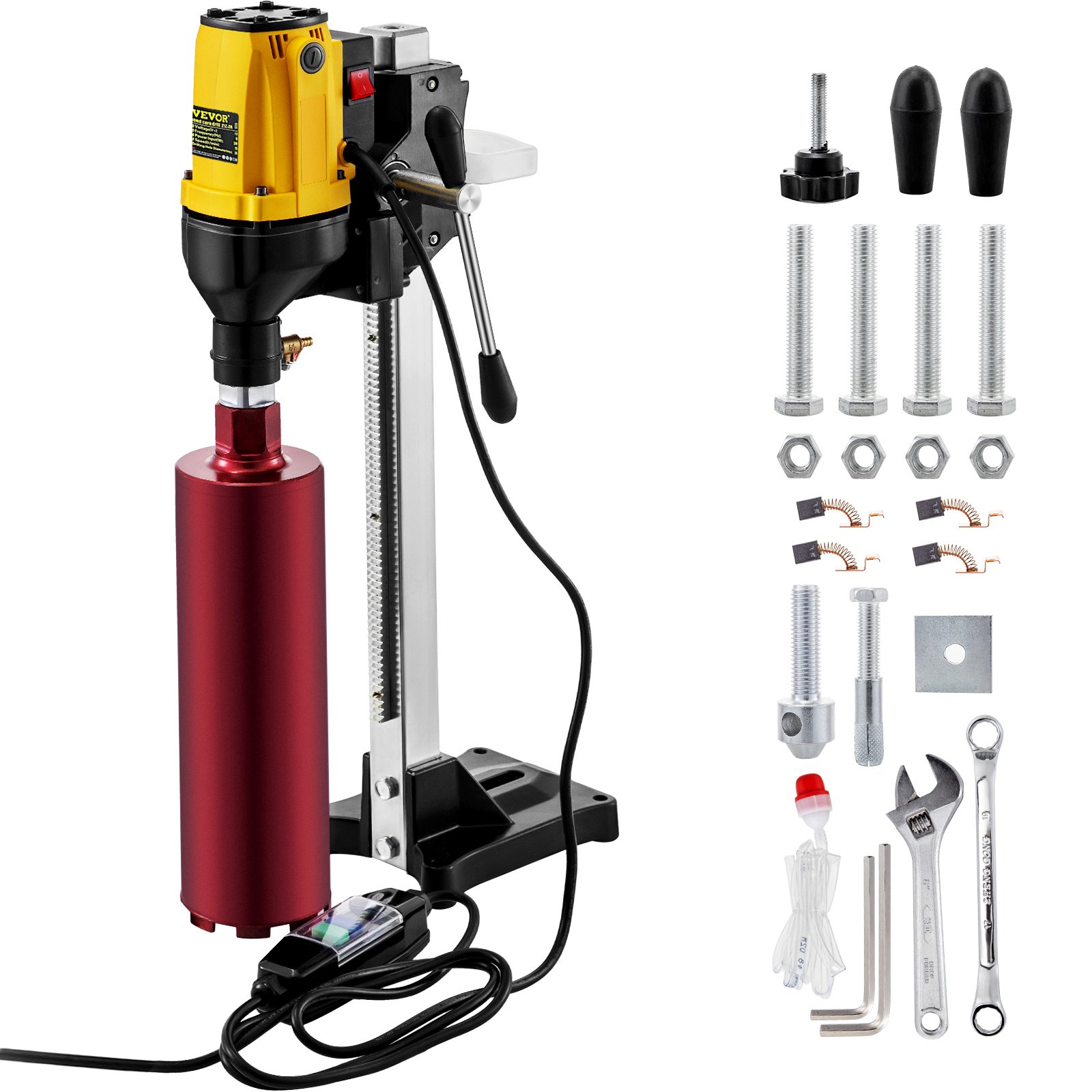VEVOR 6 Inch/160MM Diamond Core Drilling Machine 2180W Diamond Core Drill Rig with Stand and Drill Bits,Wet Dry Core Drill Rig for Diamond Concrete Drilling Boring (Drill Bit Diameter: 4.25'/108MM)