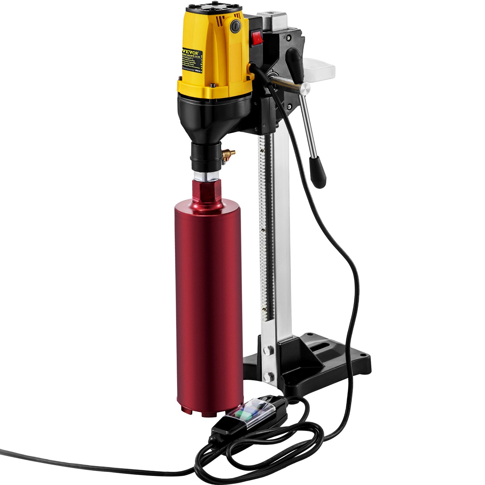 VEVOR 6 Inch/160MM Diamond Core Drilling Machine 2180W Diamond Core Drill Rig with Stand and Drill Bits,Wet Dry Core Drill Rig for Diamond Concrete Drilling Boring (Drill Bit Diameter: 4.25'/108MM)
