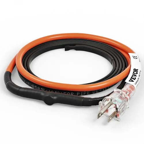 Cable calefactor autorregulable VEVOR para tuberías, 1,8 m (6 pies), 5 W/pie, cinta calefactora para protección contra la congelación de tuberías, protege mangueras de PVC, tuberías de metal y plástico de la congelación, 120 V.