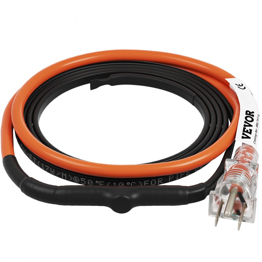 Cable calefactor autorregulable VEVOR, 1,8 m, 5 W/pie, cinta calefactora para tuberías, protección anticongelante, protege mangueras de PVC, tuberías de metal y plástico, 120 V