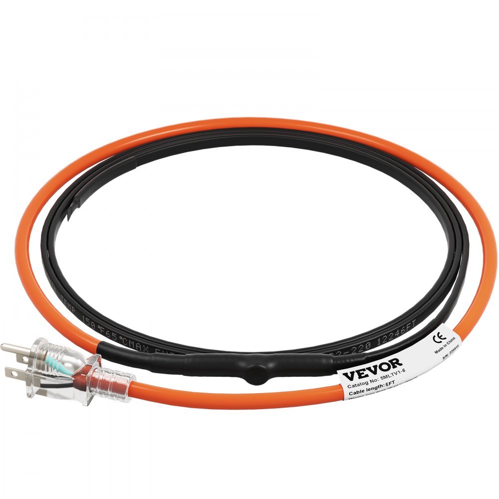Cable calefactor autorregulable VEVOR, 1,8 m, 5 W/pie, cinta calefactora para tuberías, protección anticongelante, protege mangueras de PVC, tuberías de metal y plástico, 120 V