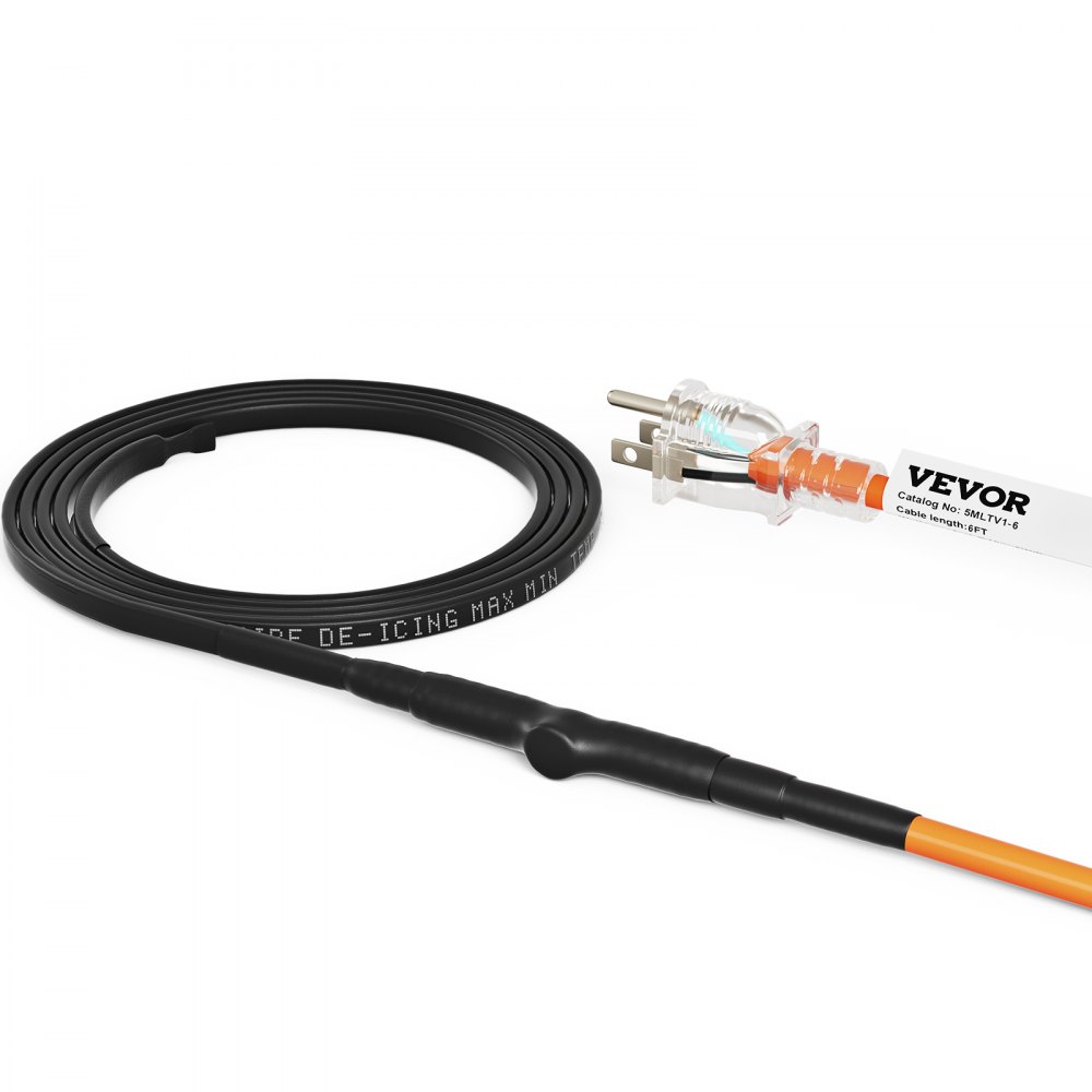 Cable calefactor autorregulable VEVOR, 1,8 m, 5 W/pie, cinta calefactora para tuberías, protección anticongelante, protege mangueras de PVC, tuberías de metal y plástico, 120 V