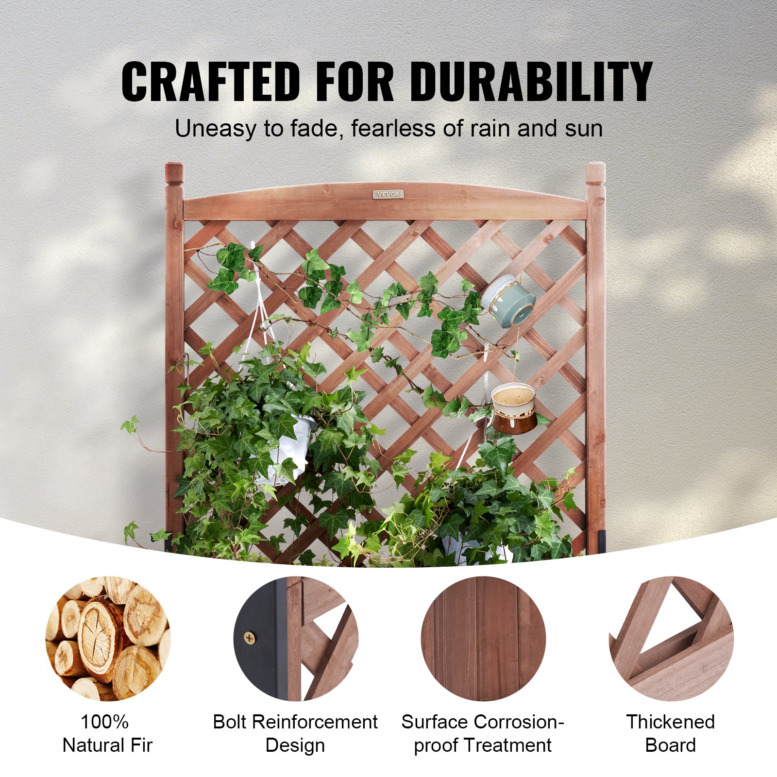 2PCS Raised Garden Bed with Trellis, 60"x13"x61.4" Outdoor Raised Wood Planters with Drainage Holes, Free-Standing Trellis Planter Box for Vine Climbing Plants Flowers in Garden, Patio, Balcony 2PCS Raised Garden Bed with Trellis, 60"x13"x61.4" Outdoor Raised Wood Planters with Drainage Holes, Free-Standing Trellis Planter Box for Vine Climbing Plants Flowers in Garden, Patio, Balcony