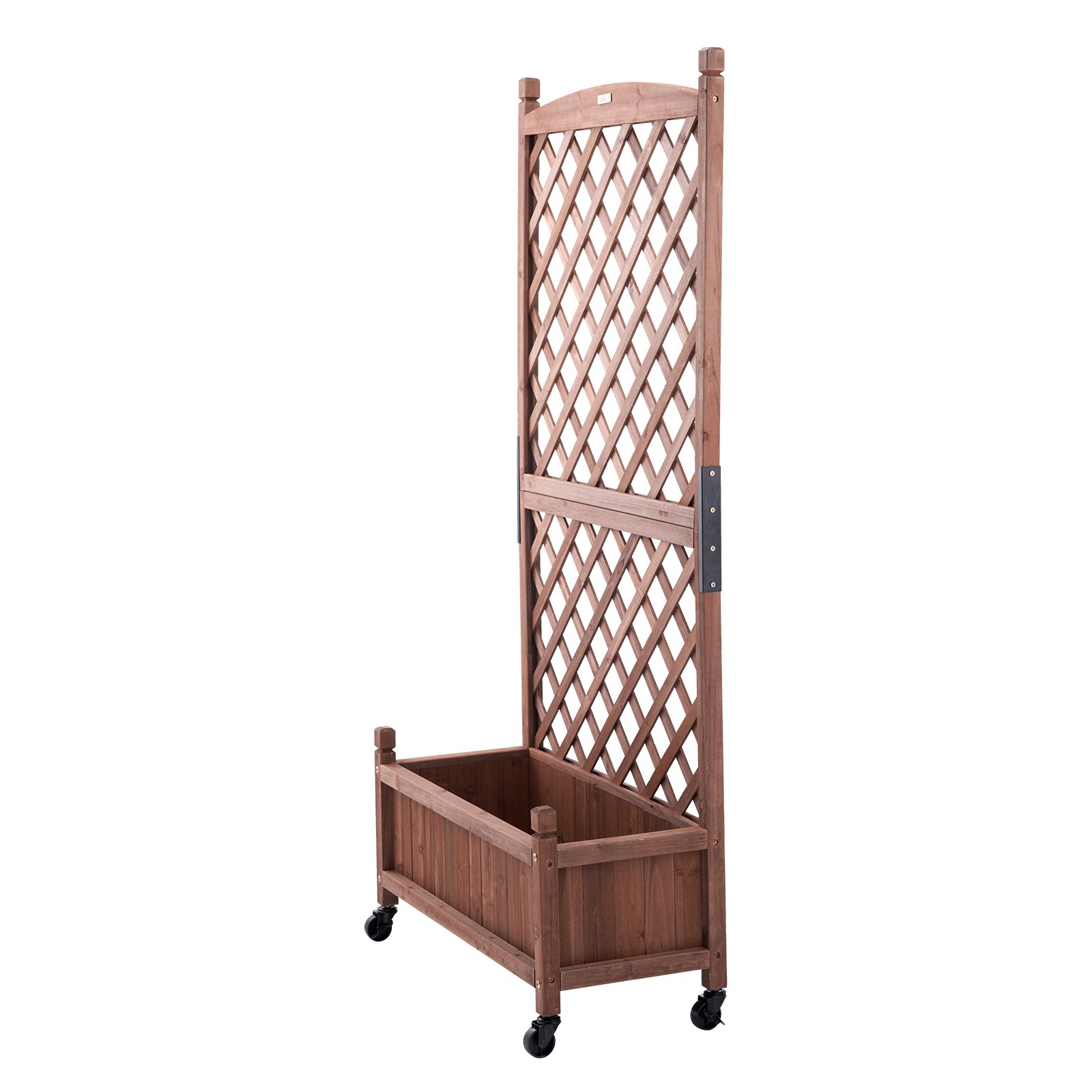 VEVOR 2PCS Raised Garden Bed with Trellis, 60"x13"x61.4" Outdoor Raised Wood Planters with Drainage Holes, Free-Standing Trellis Planter Box for Vine Climbing Plants Flowers in Garden, Patio, Balcony