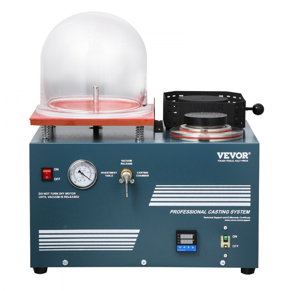 VEVOR Vacuum Investing Casting Machine with Melting Furnace, Convenient Oil Injection Port, Precision Pressure Gauge, All-in-One Machine for Casting Jewelry and Melting Scrap, Silver, Gold, Copper
