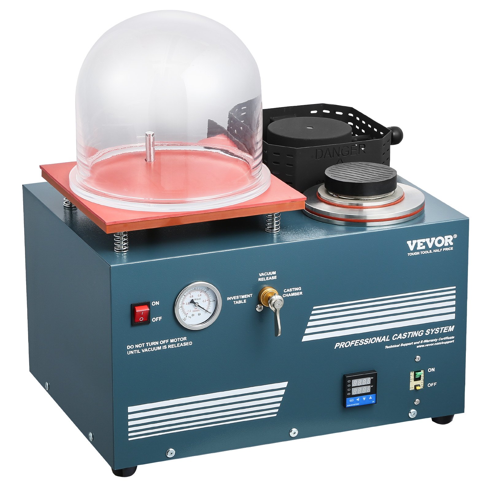 VEVOR Vacuum Investing Casting Machine with Melting Furnace, Convenient Oil Injection Port, Precision Pressure Gauge, All-in-One Machine for Casting Jewelry and Melting Scrap, Silver, Gold, Copper