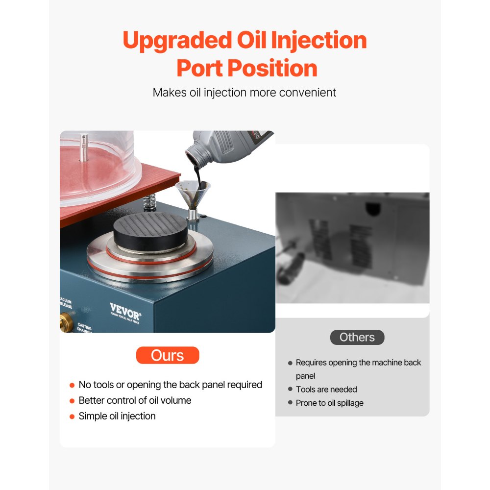 VEVOR Vacuum Investing Casting Machine, 290W Power, with 3 CFM Pump and Bell Jar, Convenient Oil Injection Port, Precision Pressure Gauge, 280x280 mm Workbench, Casting Machine for Jewelry and Metal