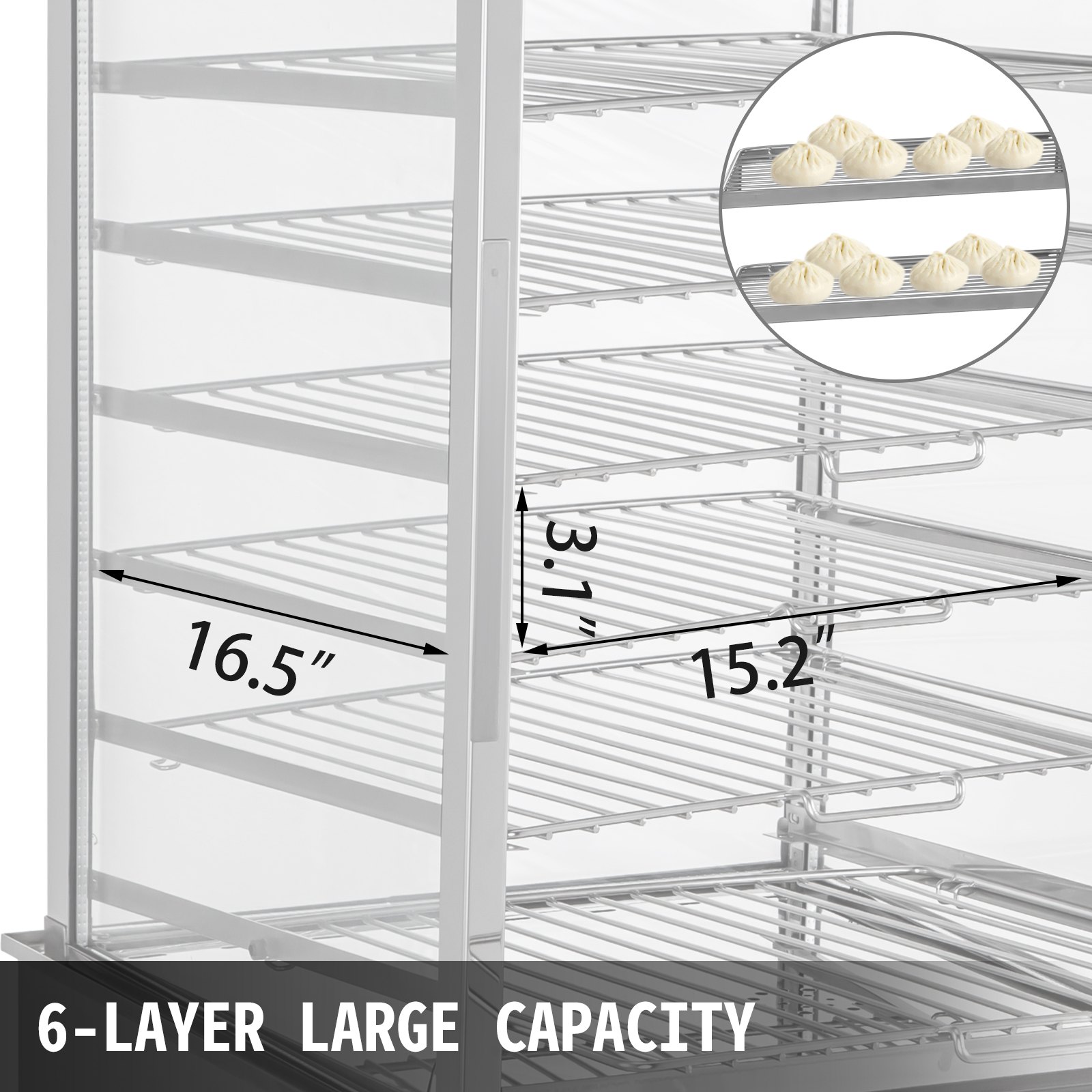 6-Layer Commercial Bun Steamer Restaurant Bun Warmer Commercial Food Display