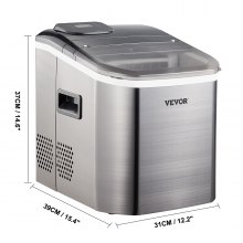 VEVOR 110V Portable Ice Maker Countertop 40 LBS in 24 Hours, Ice Maker Machine with Ice Scoop and Basket,Counter Top Ice Maker Machine Compact and Self Cleaning for Home/Kitchen/Office (Sliver)