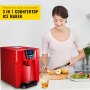 3 In 1 Countertop Ice Maker 12kg/26ibs Red Abs Shell Ice Cube Dispenser Bar