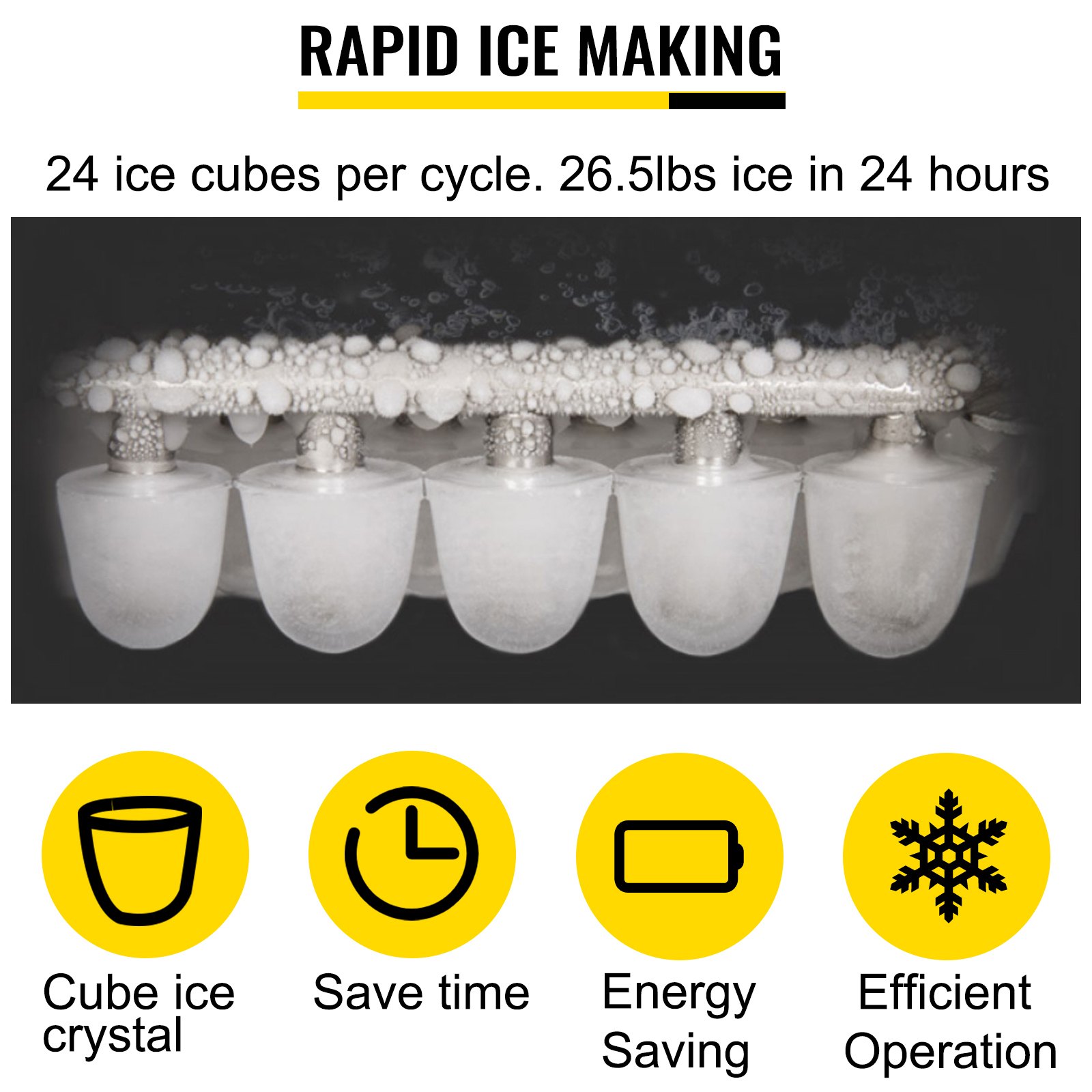 Portable Ice Maker Countertop 12KG(26LB) Per 24 Hours 2 Cube Size with Ice Scoop