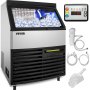 VEVOR 110V Commercial Ice Machine 320LBS/24H with 77LBS Bin, Clear Cube LED Panel, Stainless Steel, Air Cooling, ETL Approved, Professional Refrigeration Equipment, Include Scoop and Connection Hose