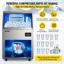 VEVOR 110V Commercial Ice Maker Machine Stainless Steel Portable Automatic Auto Clean for Home Supermarkets, 88LBS/24H, Button Mode, Silver
