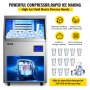VEVOR 110V Commercial Ice Maker 110 LBS in 24 Hrs with Water Drain Pump 33LBS Storage Stainless Steel Commercial Ice Machine 4x9 Ice Tray LCD Control Auto Clean for Bar Home Supermarkets