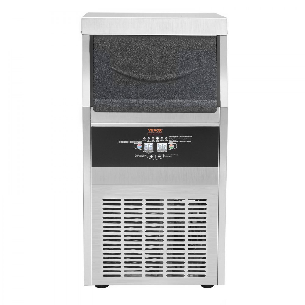 VEVOR Commercial Ice Maker Machine, 132 lbs/24h Stainless Steel Under Counter Ice Machine with 39 lbs Storage & LED Panel, Water Filter/Scoop Included, Making Clear Cube for Bar Office Coffee Shop