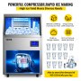 VEVOR Commercial Ice Maker 220V Stainless Steel Ice Cube Maker Machine 110LBS/24H Ice Making Machine Intelligent LCD Control Panel with Water Drain Pump for Home Bars Restaurants