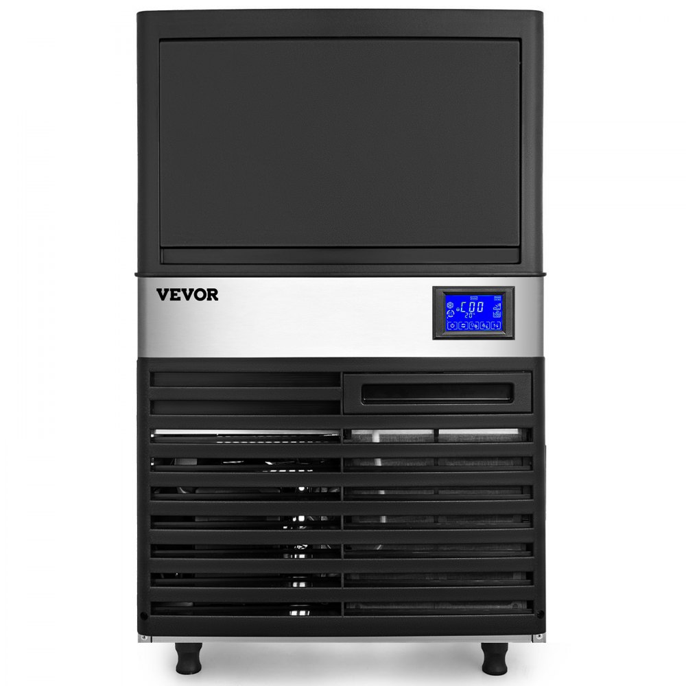 VEVOR 110V Commercial ice Maker Machine 110LBS/24H with 39LBS Bin and Electric Water Drain Pump, Stainless Steel Ice Machine, Auto Operation, Include Water Filter 2 Scoops and Connection Hose