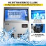Máquina de hielo comercial VEVOR de 110 V, 150 libras/24 horas con capacidad de almacenamiento de 33 libras, máquina de hielo comercial de acero inoxidable, 45 cubitos de hielo por placa, máquina industrial para hacer hielo, limpieza automática para bar en casa