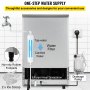 VEVOR commercial ice maker with water filter, non-slip footpads, and drainage pump.