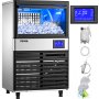 VEVOR commercial ice maker with ice cubes, digital display, and accessories.